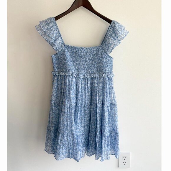 Altar'd State Blue Floral Tiered Babydoll Mini Dress - Picture 2 of 6